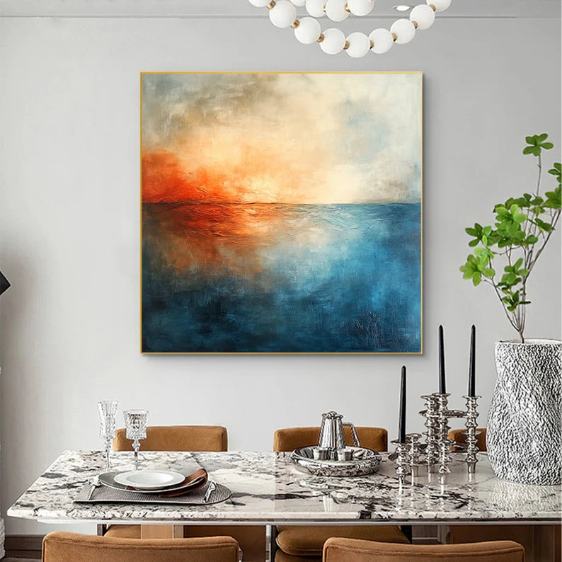 Fire & Tide – Modern Interior Decoration Abstract Ocean Horizon Wall Art
