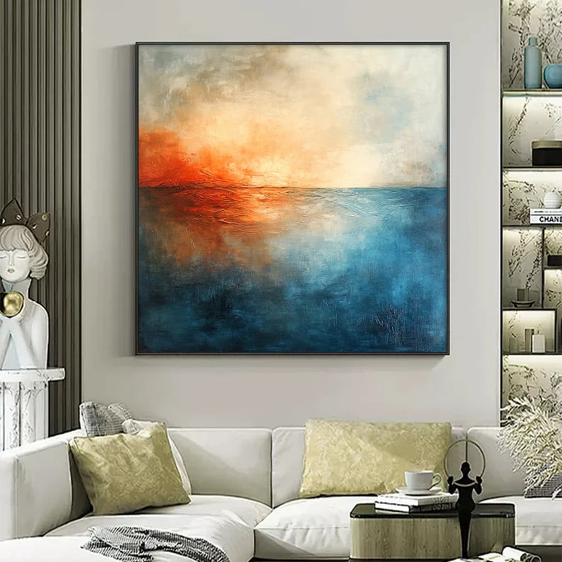 Fire & Tide – Modern Interior Decoration Abstract Ocean Horizon Wall Art