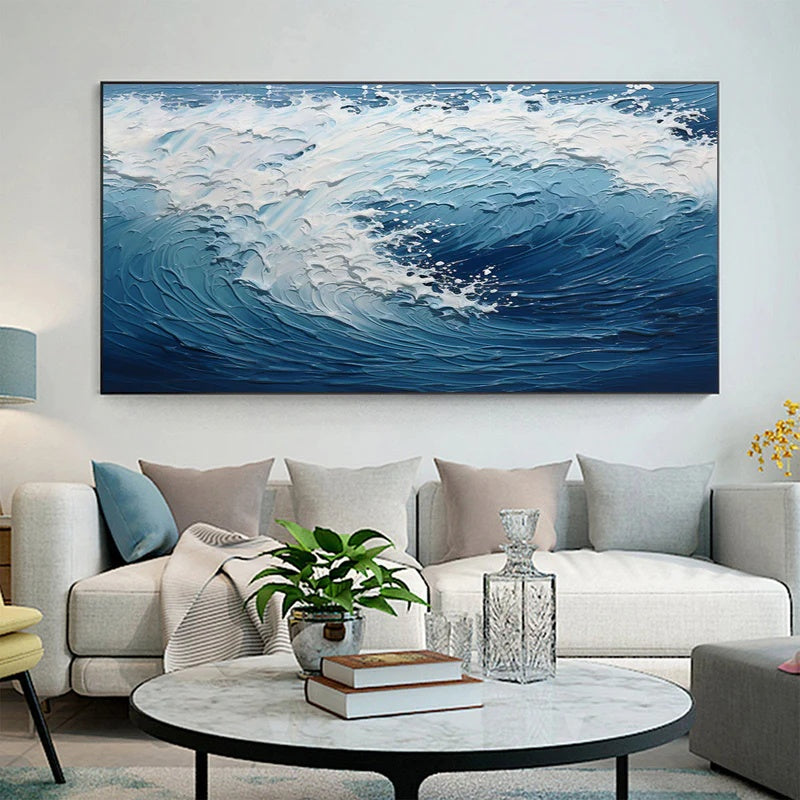 Large Textured Abstract Wave Wall Art for Modern Interiors – Endless Break#AB14130