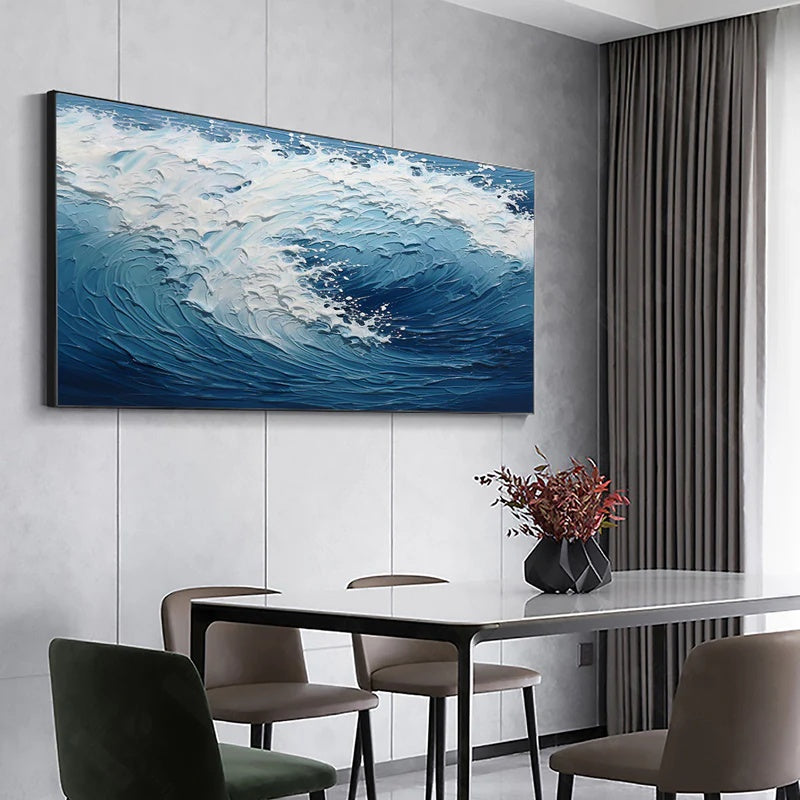 Large Textured Abstract Wave Wall Art for Modern Interiors – Endless Break#AB14130