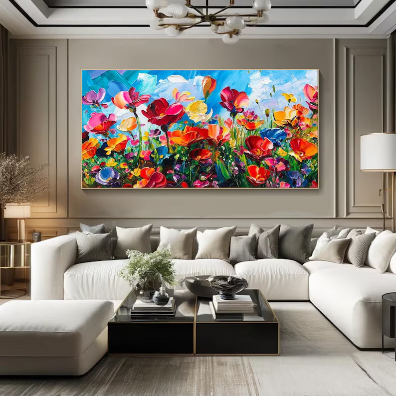 Colorful Wildflower Painting – Textured Floral Wall Art#yy260618-5
