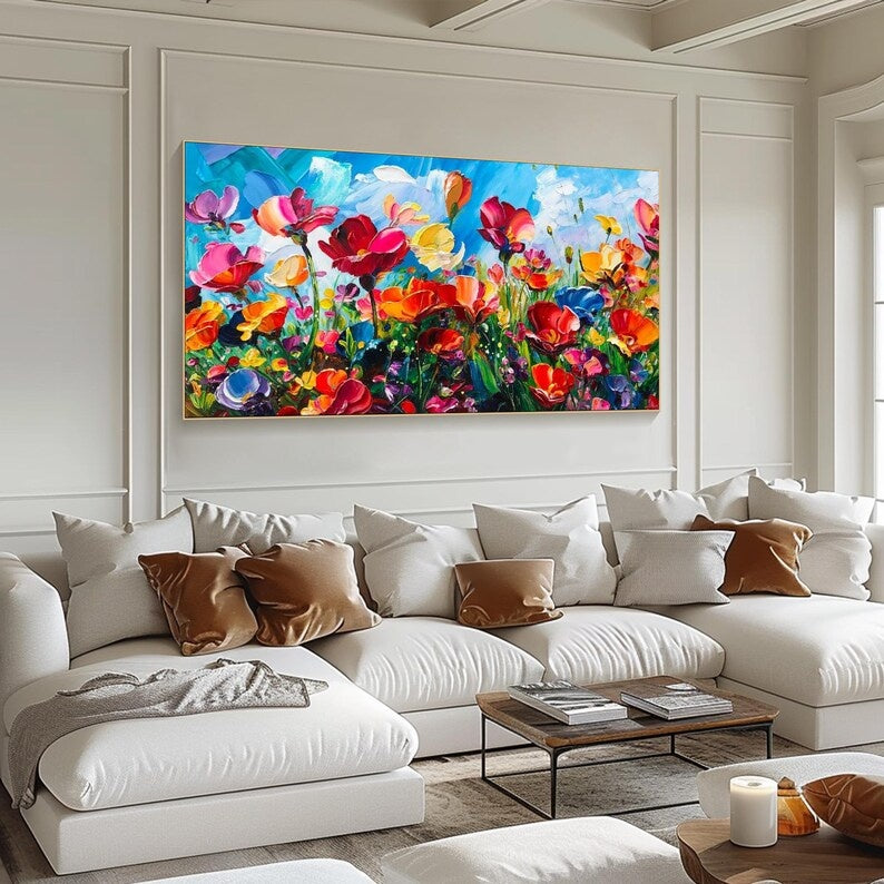 Colorful Wildflower Painting – Textured Floral Wall Art#yy260618-5