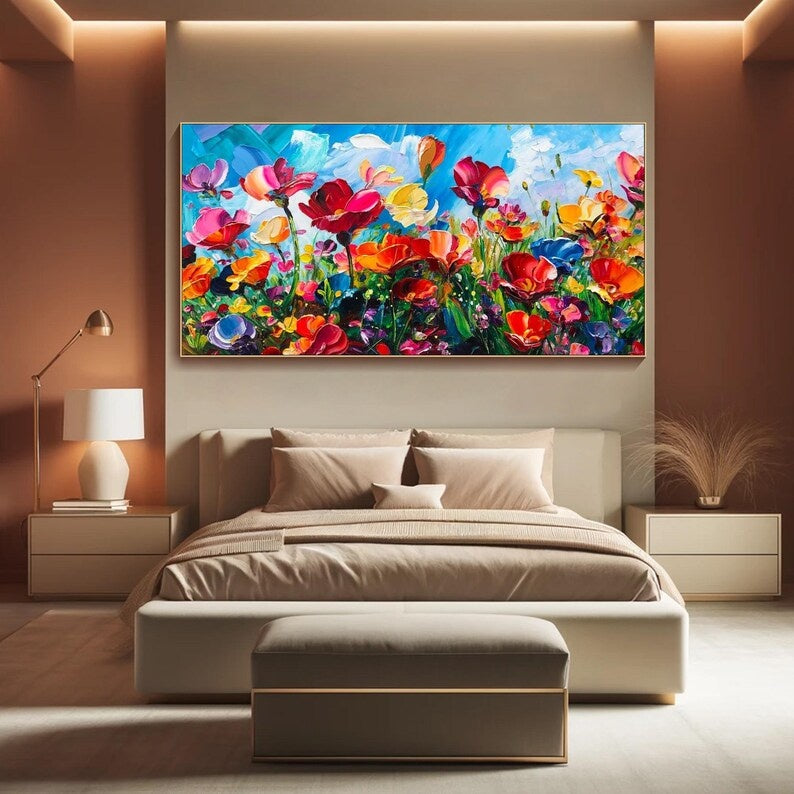 Colorful Wildflower Painting – Textured Floral Wall Art#yy260618-5