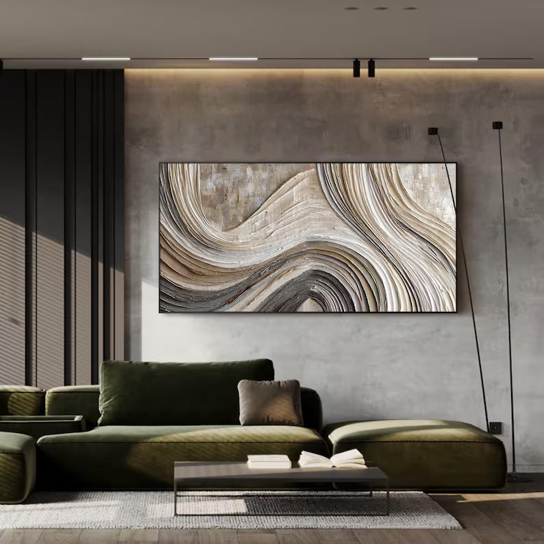 Sculpted Current – Acoustic Textured Wall Art#yy260623003