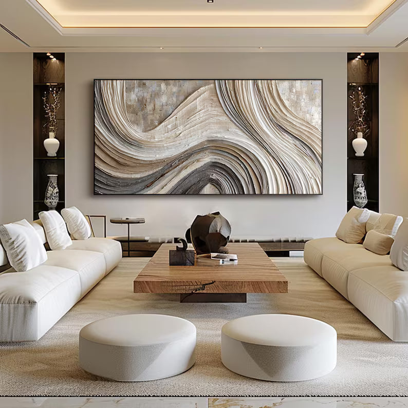 Sculpted Current – Acoustic Textured Wall Art#yy260623003