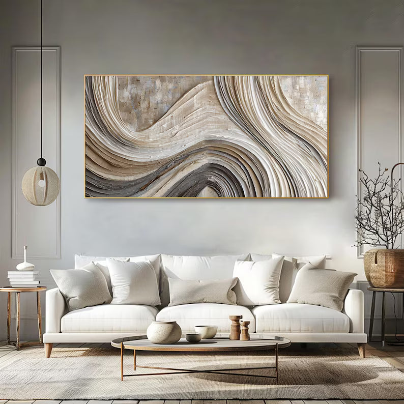Sculpted Current – Acoustic Textured Wall Art#yy260623003