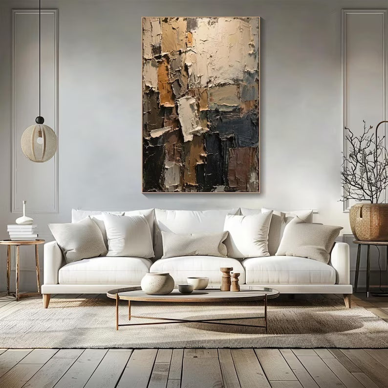 Abstract Textured Wall Art – Earth Tone Impasto Painting#yy260623009
