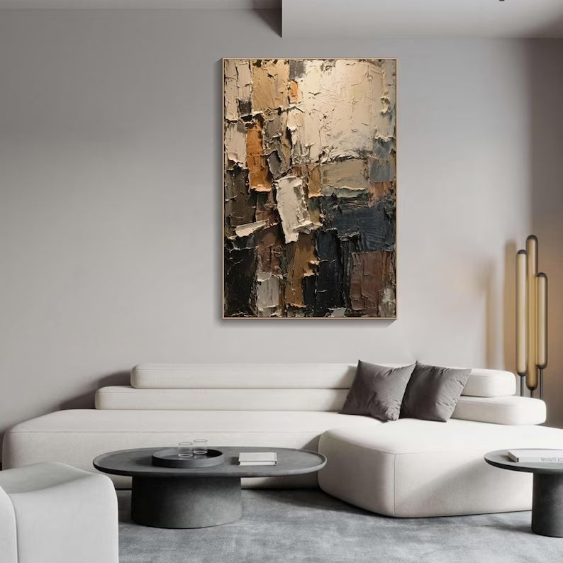 Abstract Textured Wall Art – Earth Tone Impasto Painting#yy260623009