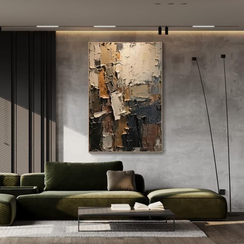 Abstract Textured Wall Art – Earth Tone Impasto Painting#yy260623009