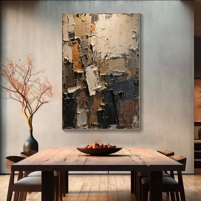 Abstract Textured Wall Art – Earth Tone Impasto Painting#yy260623009
