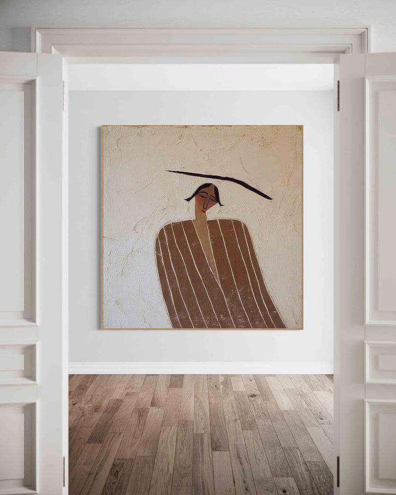 Minimal Abstract Woman Wall Art – Modern Line Figurative Painting#260623018