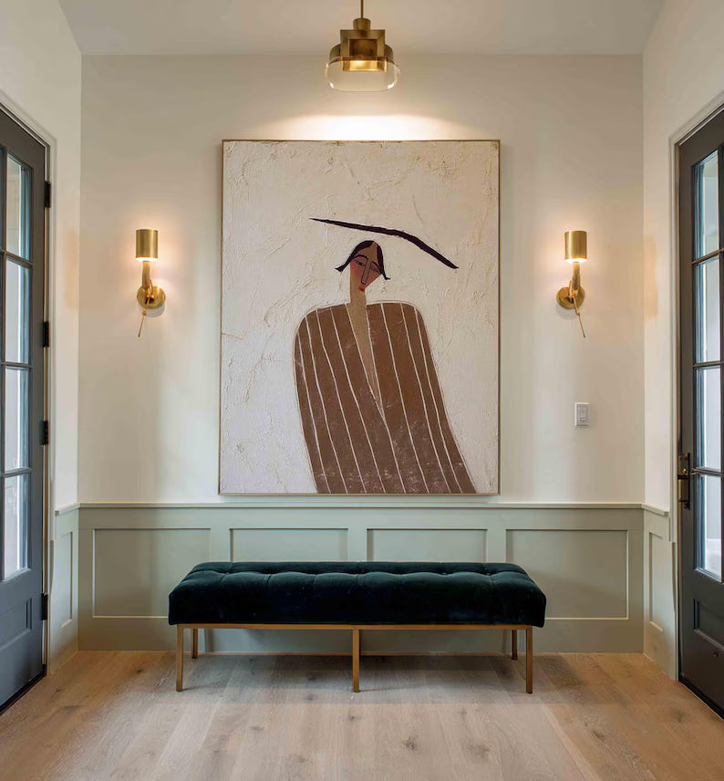 Minimal Abstract Woman Wall Art – Modern Line Figurative Painting#260623018
