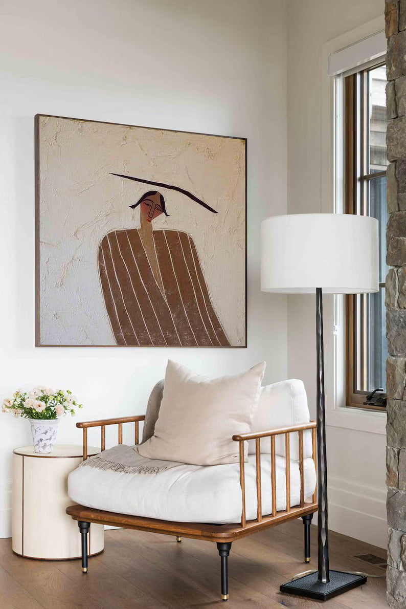 Minimal Abstract Woman Wall Art – Modern Line Figurative Painting#260623018