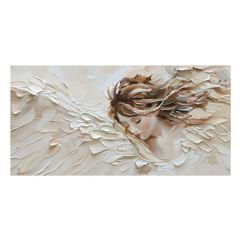 Abstract Woman Wall Art – Textured Portrait Oil Painting#260623039