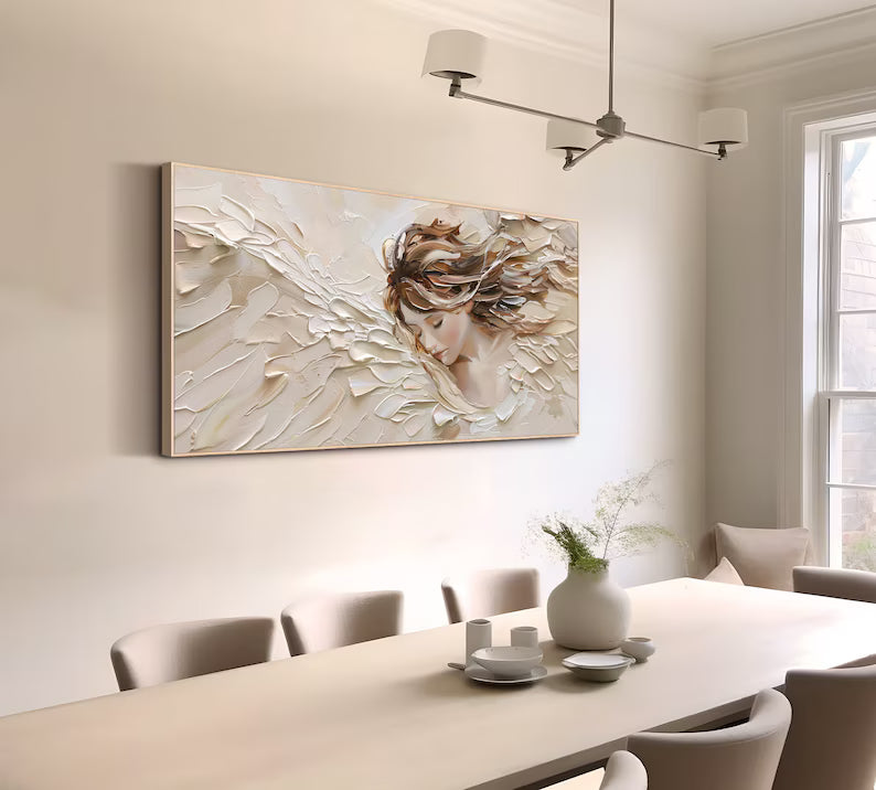 Abstract Woman Wall Art – Textured Portrait Oil Painting#260623039
