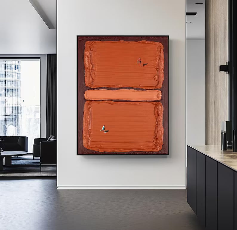 Abstract Terracotta Wall Art – Minimal Geometric Texture Painting#yy260623061