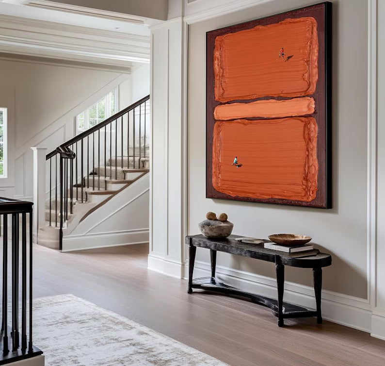 Abstract Terracotta Wall Art – Minimal Geometric Texture Painting#yy260623061