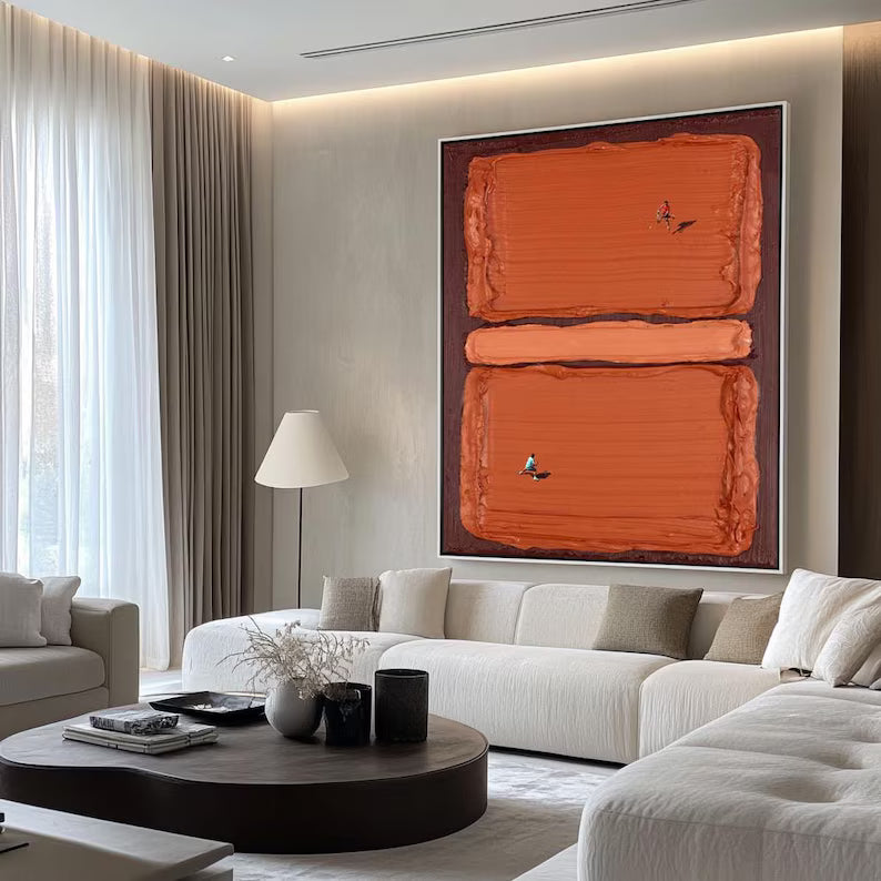 Abstract Terracotta Wall Art – Minimal Geometric Texture Painting#yy260623061