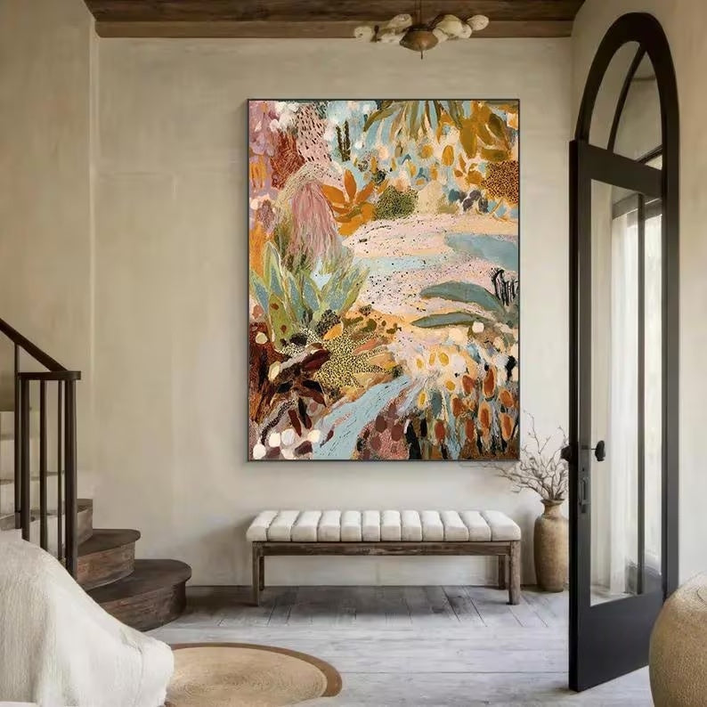 Abstract Botanical Wall Art – Colorful Tropical Floral Painting#yy260623063