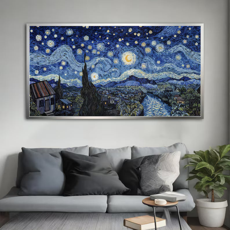 Starry Night Style Wall Art – Van Gogh Inspired Night Sky Painting#yy260623068