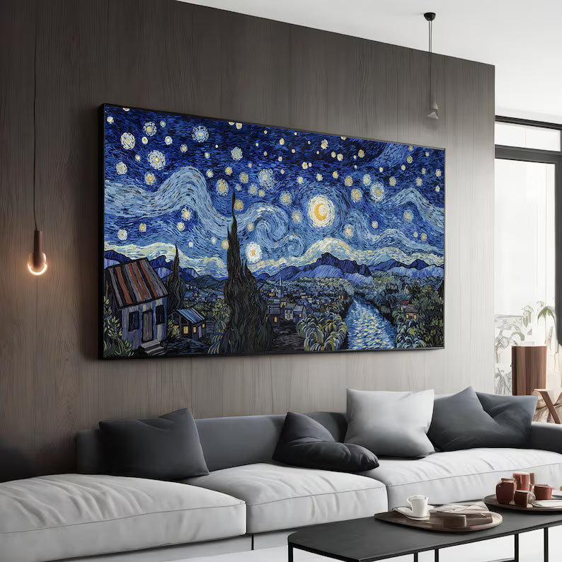 Starry Night Style Wall Art – Van Gogh Inspired Night Sky Painting#yy260623068