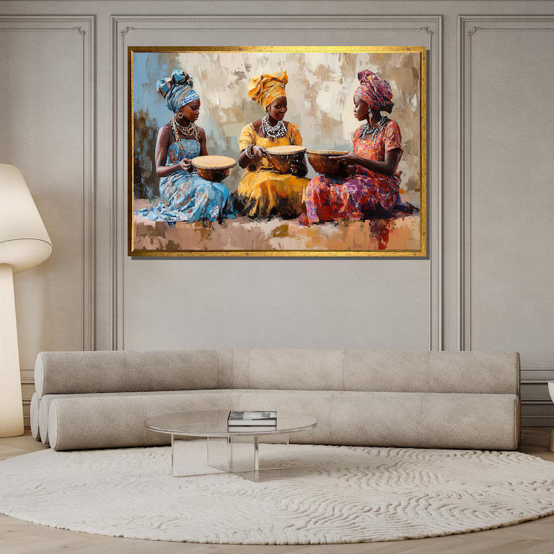 African Women Wall Art – Cultural Figurative Oil Painting#yy260623069