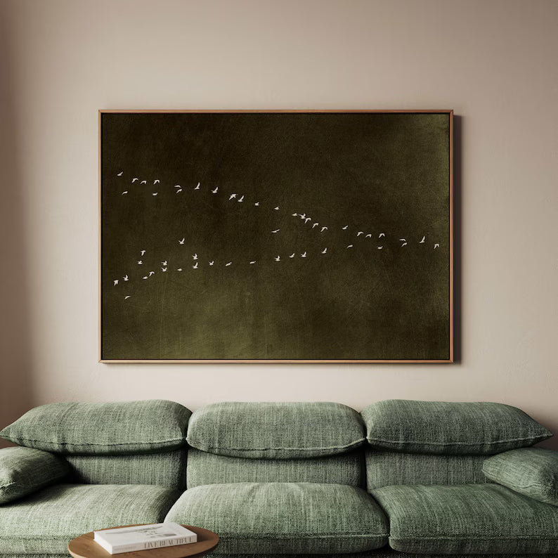 Minimal Bird Wall Art – Abstract Flying Flock Painting#yy260623075