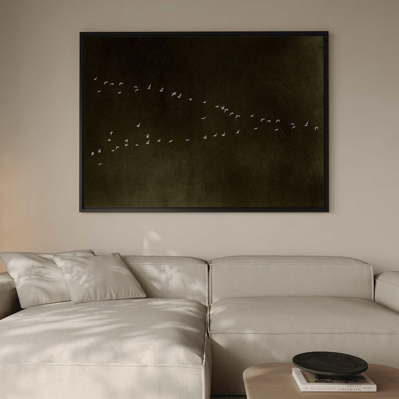 Minimal Bird Wall Art – Abstract Flying Flock Painting#yy260623075