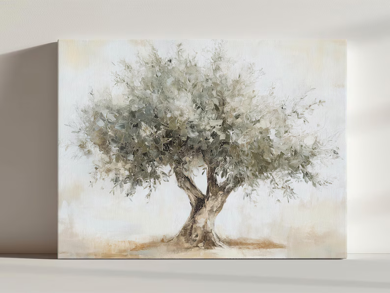 Olive Tree Painting – Minimalist Wabi Sabi Botanical Wall Art#yy710010