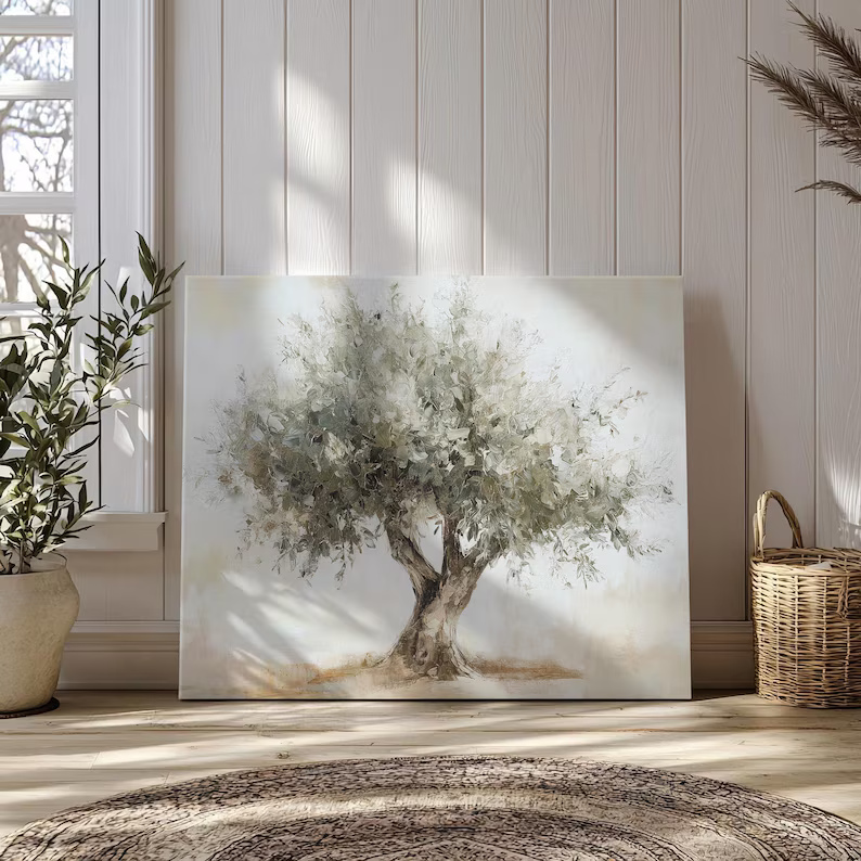 Olive Tree Painting – Minimalist Wabi Sabi Botanical Wall Art#yy710010