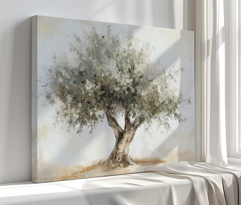 Olive Tree Painting – Minimalist Wabi Sabi Botanical Wall Art#yy710010