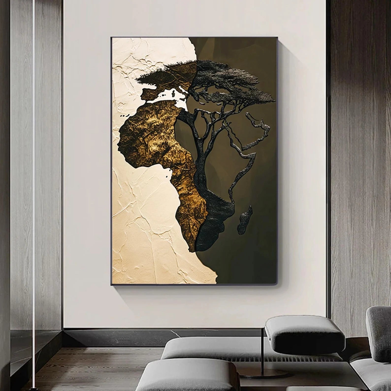 Africa Map Tree Painting – Luxury African Wall Art Canvas#yy710045