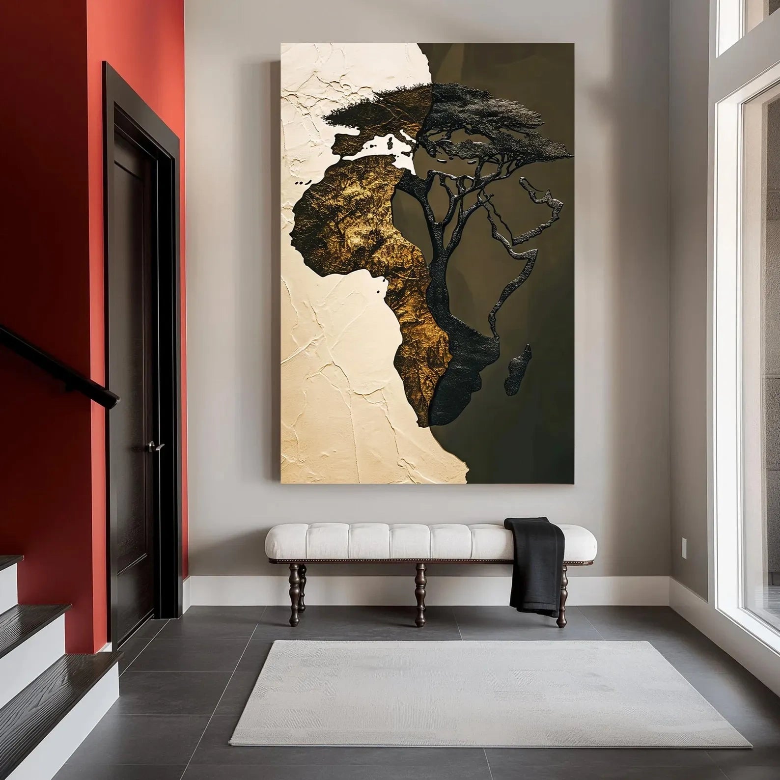 Africa Map Tree Painting – Luxury African Wall Art Canvas#yy710045