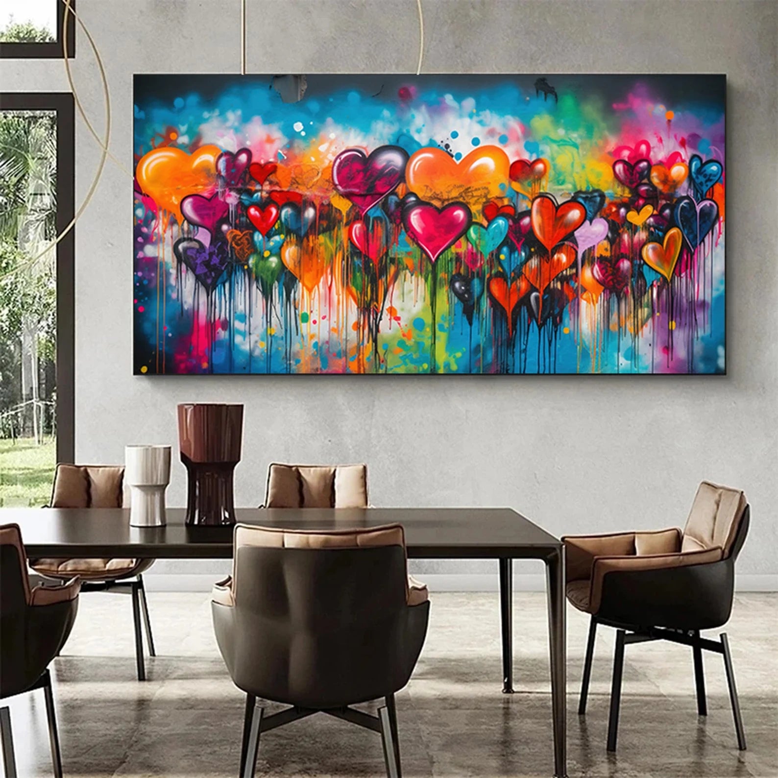 Colorful Heart Abstract Painting – Modern Pop Art Canvas Wall Art#yy260710001