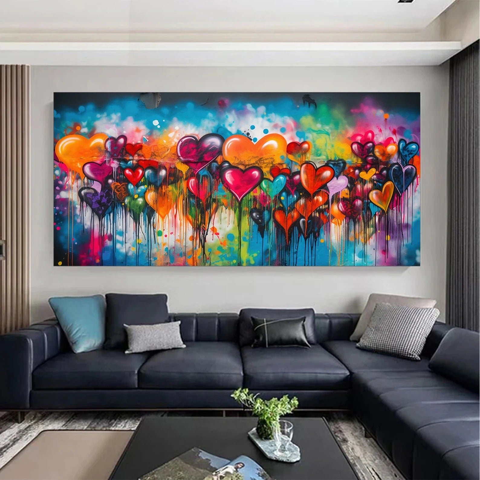 Colorful Heart Abstract Painting – Modern Pop Art Canvas Wall Art#yy260710001