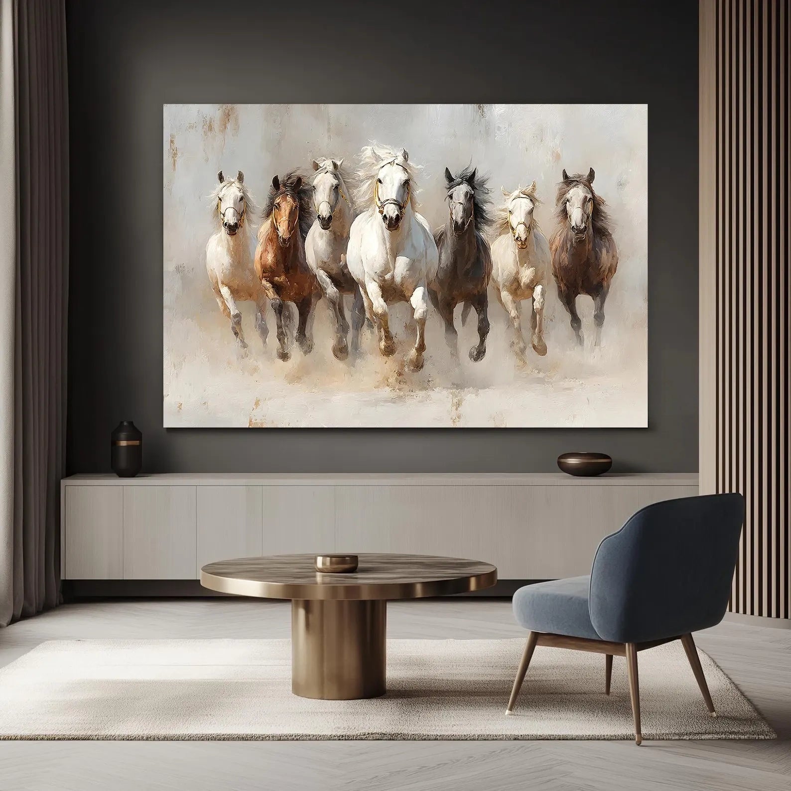 Running Horses Painting – Equestrian Animal Canvas Wall Art#yy710048