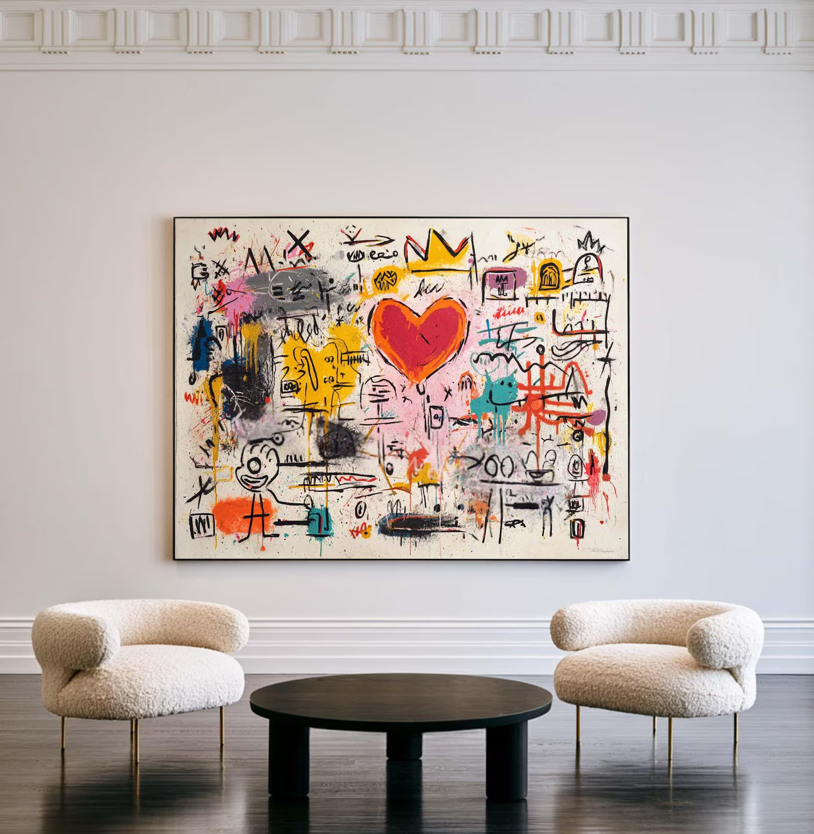 Abstract Heart Graffiti Painting – Modern Contemporary Canvas Art#yy710006