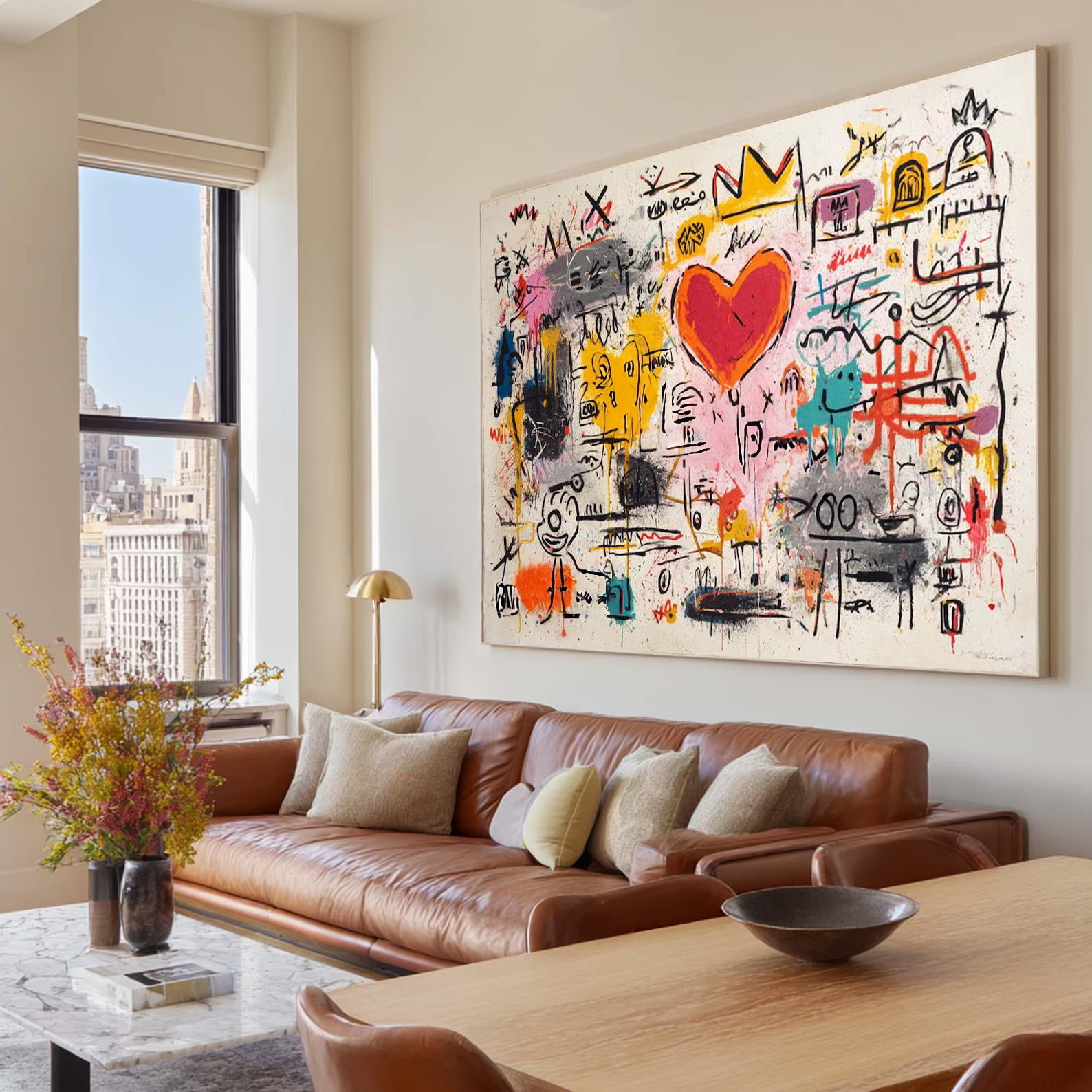 Abstract Heart Graffiti Painting – Modern Contemporary Canvas Art#yy710006