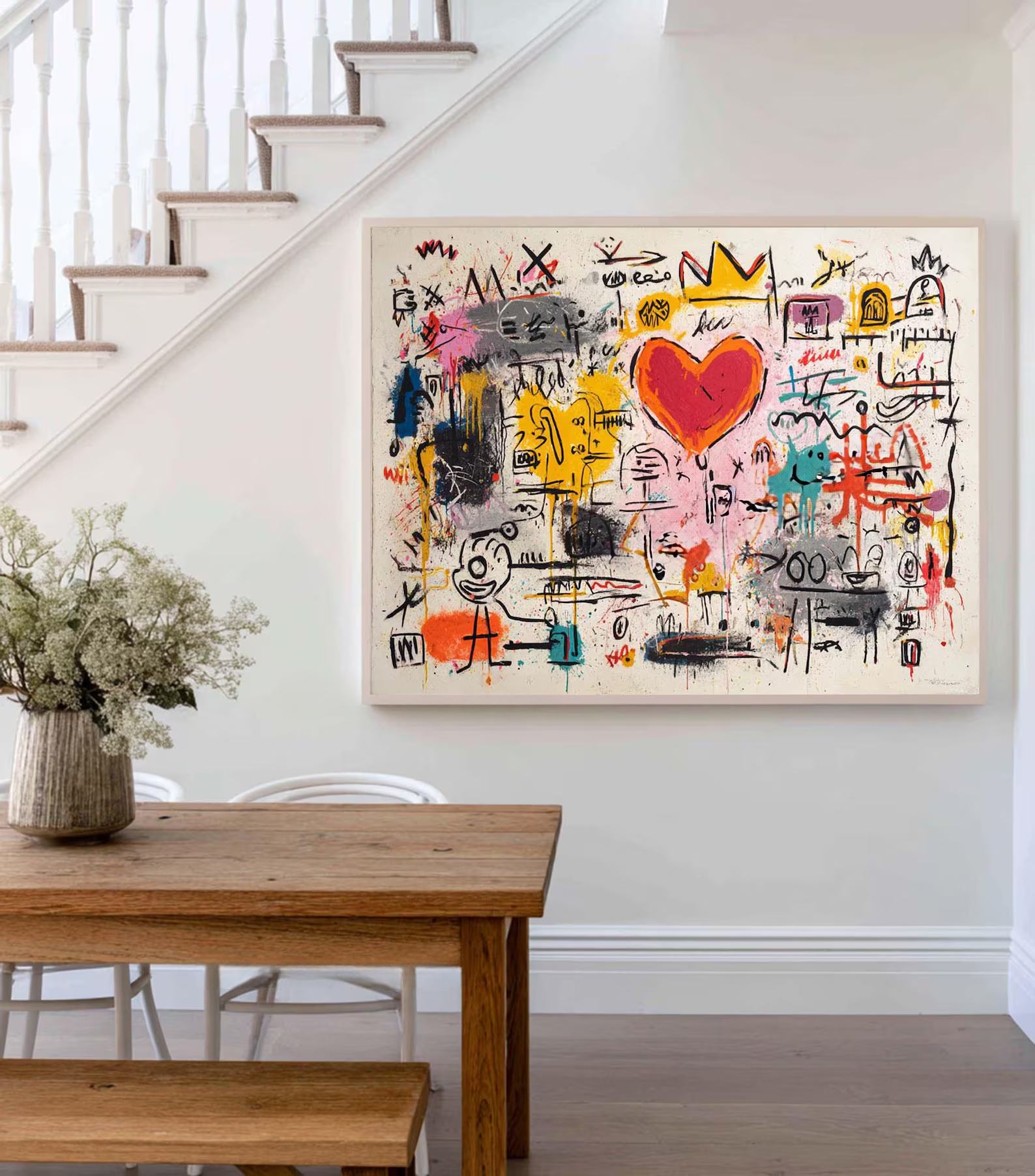 Abstract Heart Graffiti Painting – Modern Contemporary Canvas Art#yy710006