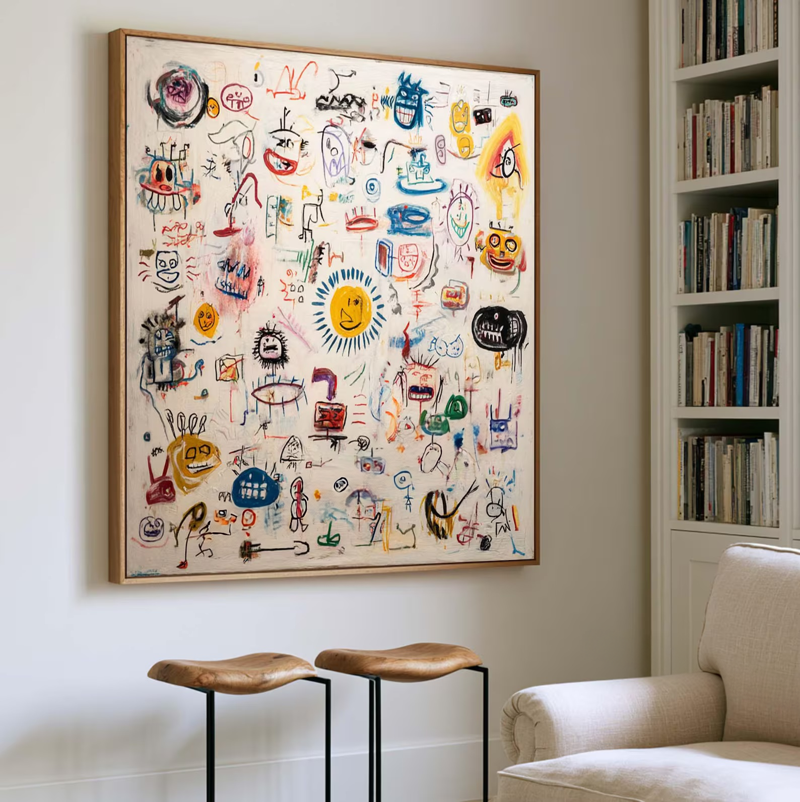 Abstract Character Graffiti Painting – Modern Doodle Wall Art Canvas#yy710007