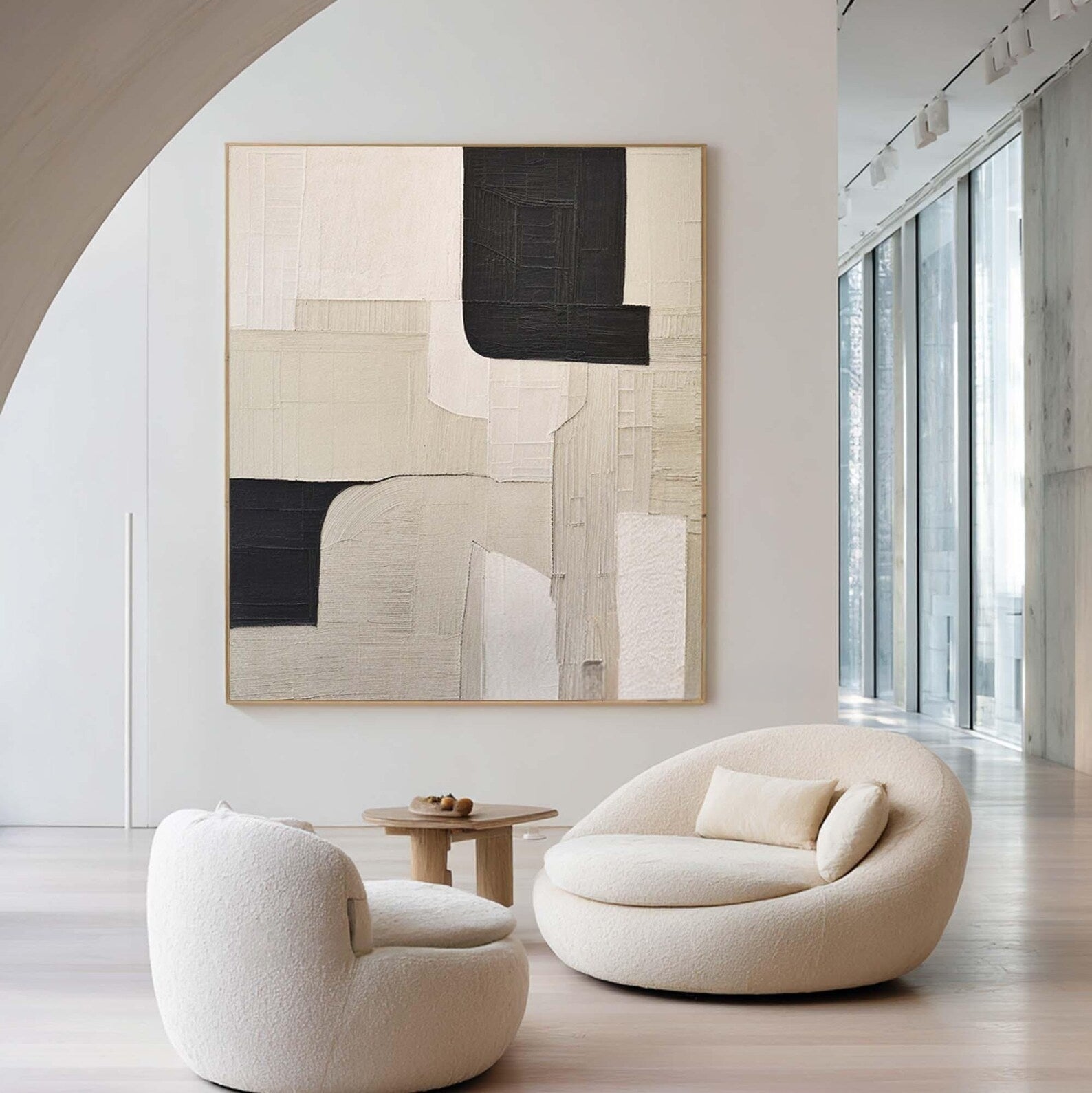 Black White Textured Painting – Modern Abstract Wall Art#yy710052
