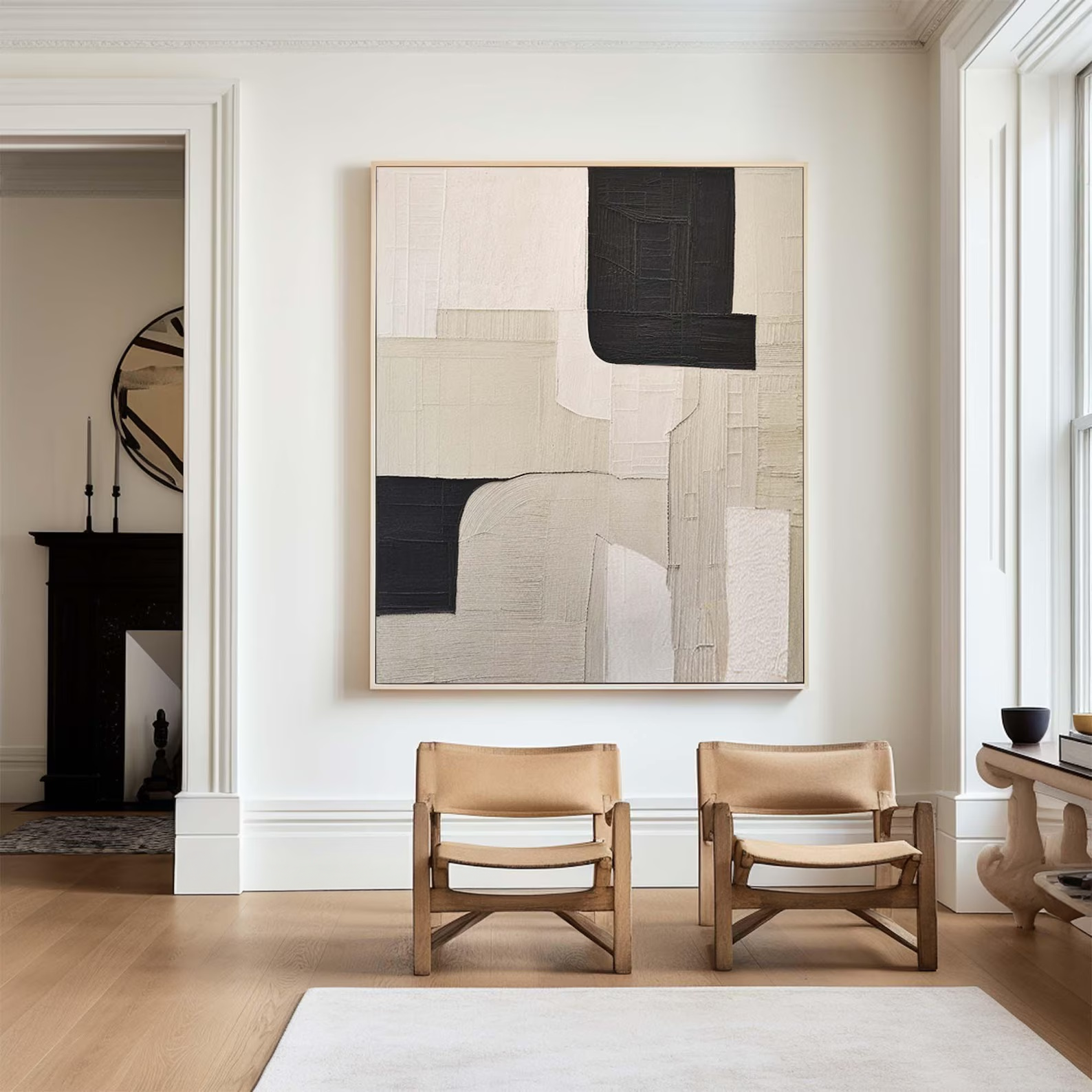 Black White Textured Painting – Modern Abstract Wall Art#yy710052