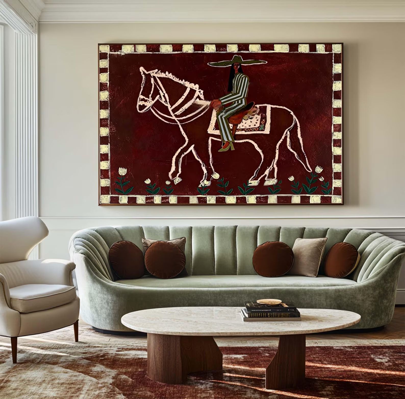 Mexican Horse Rider Painting – Western Folk Wall Art#yy710053