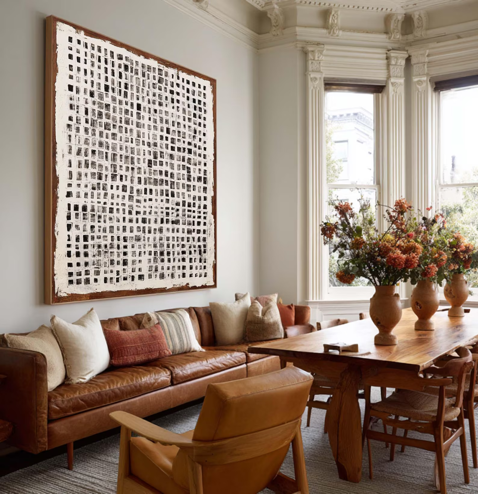 Black White Grid Painting – Minimalist Abstract Wall Art#yy710063