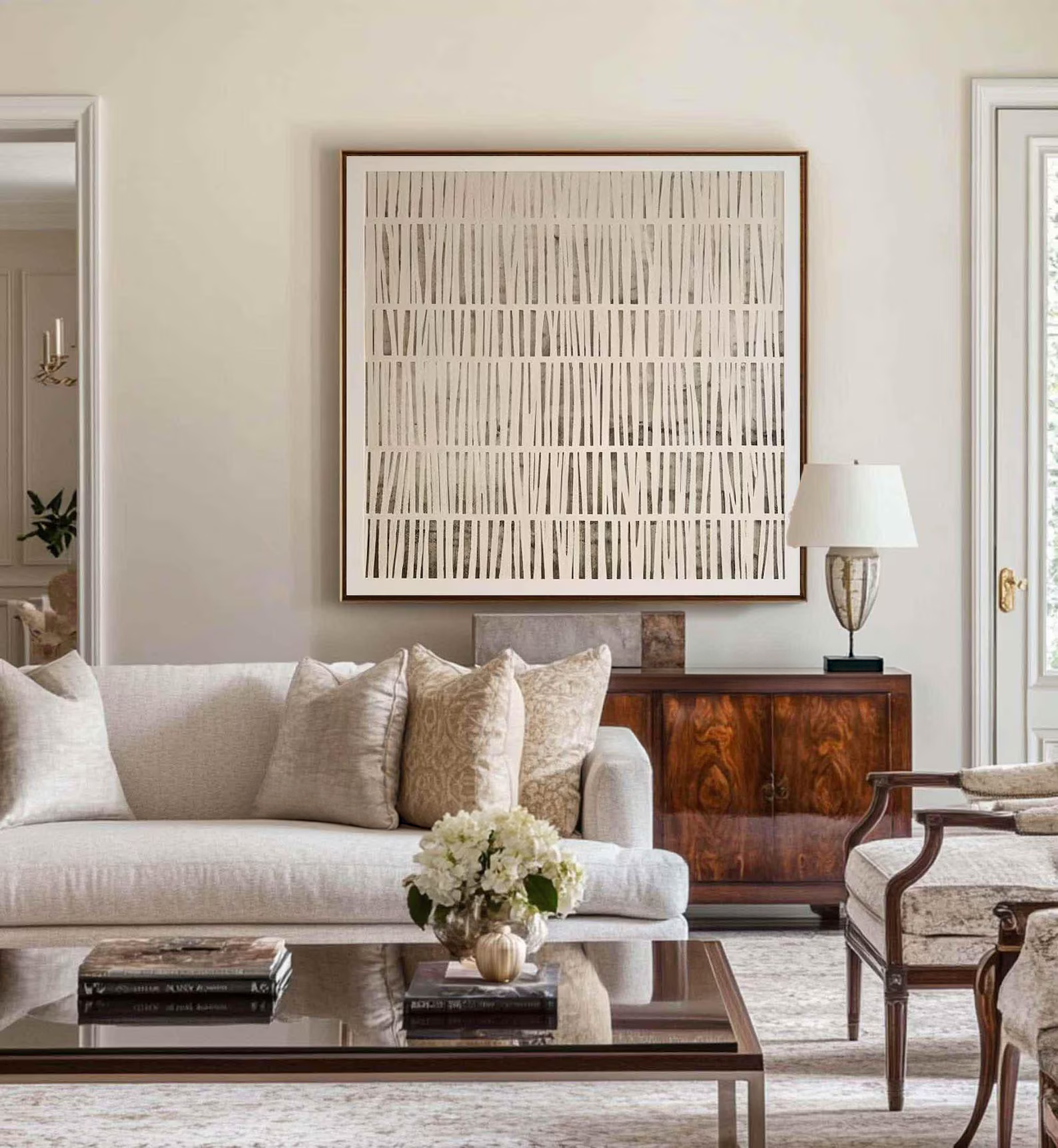 Minimalist Line Painting – Neutral Abstract Wall Art#yy710064