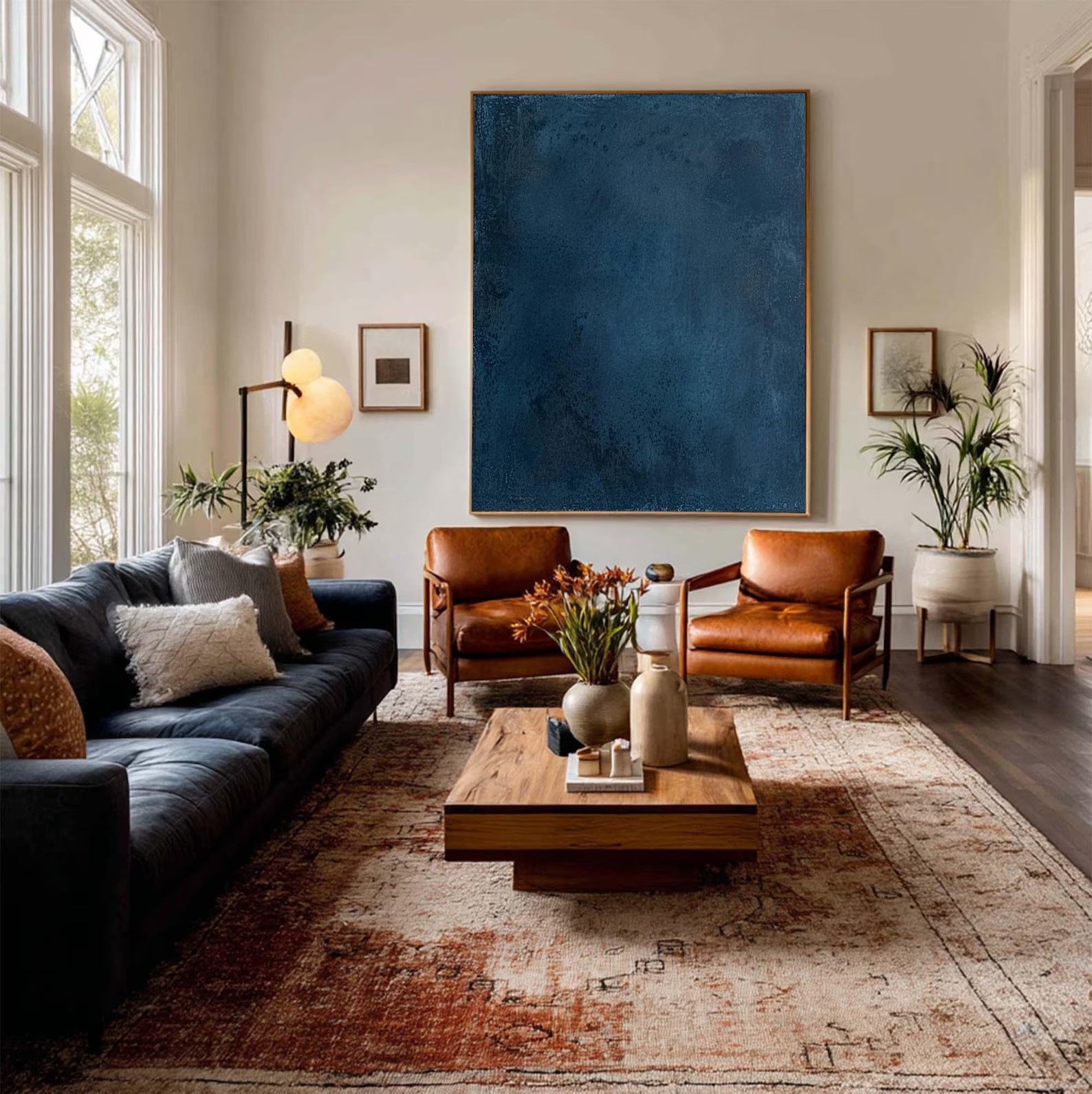 Deep Blue Abstract Painting – Textured Modern Wall Art#yy710066