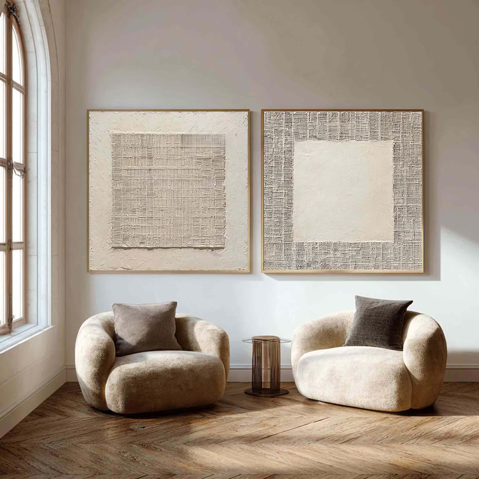White Relief Diptych Art – 3D Textured Minimalist Wall Decor#yy710075