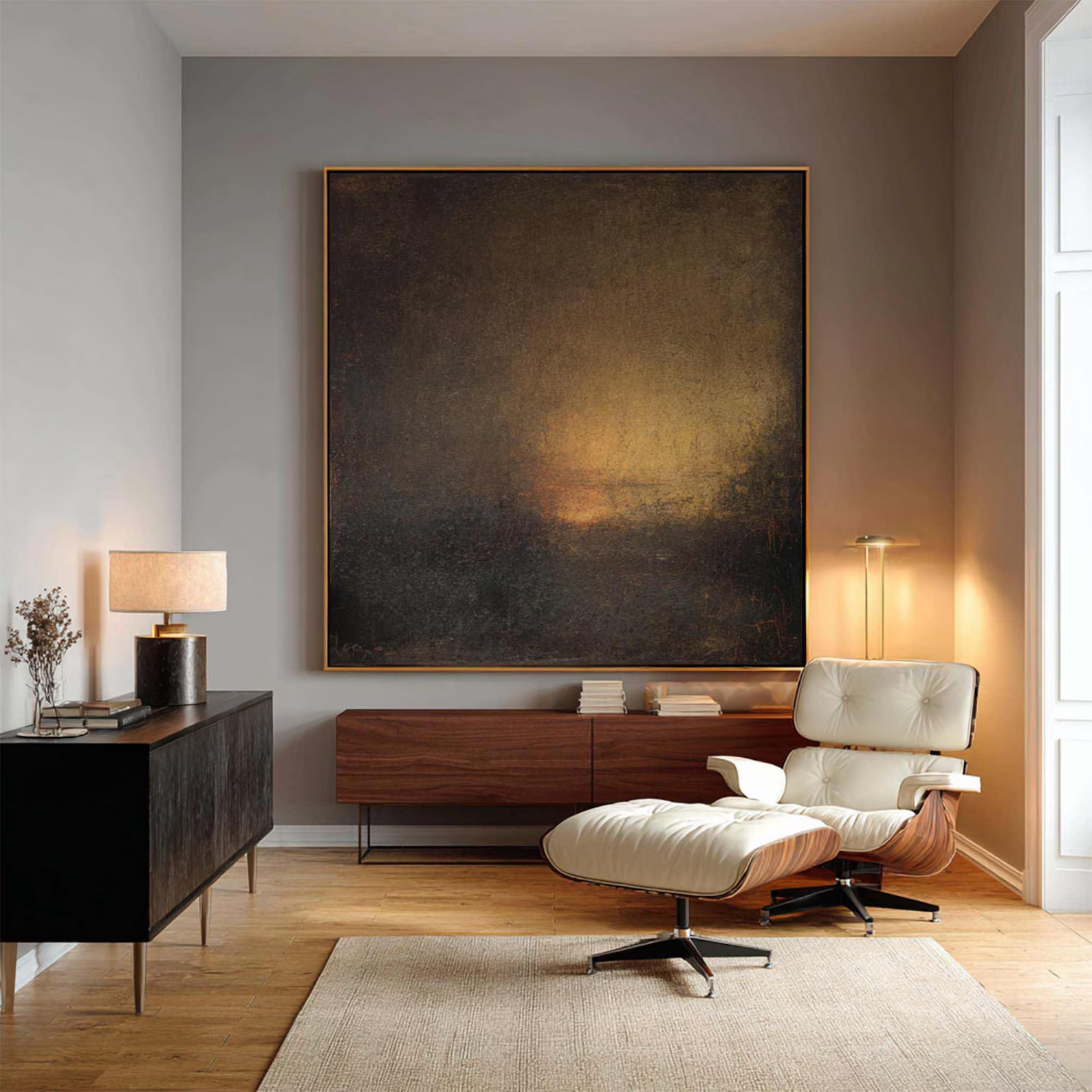 Dark Brown Abstract Painting – Moody Textured Wall Art#yy710067