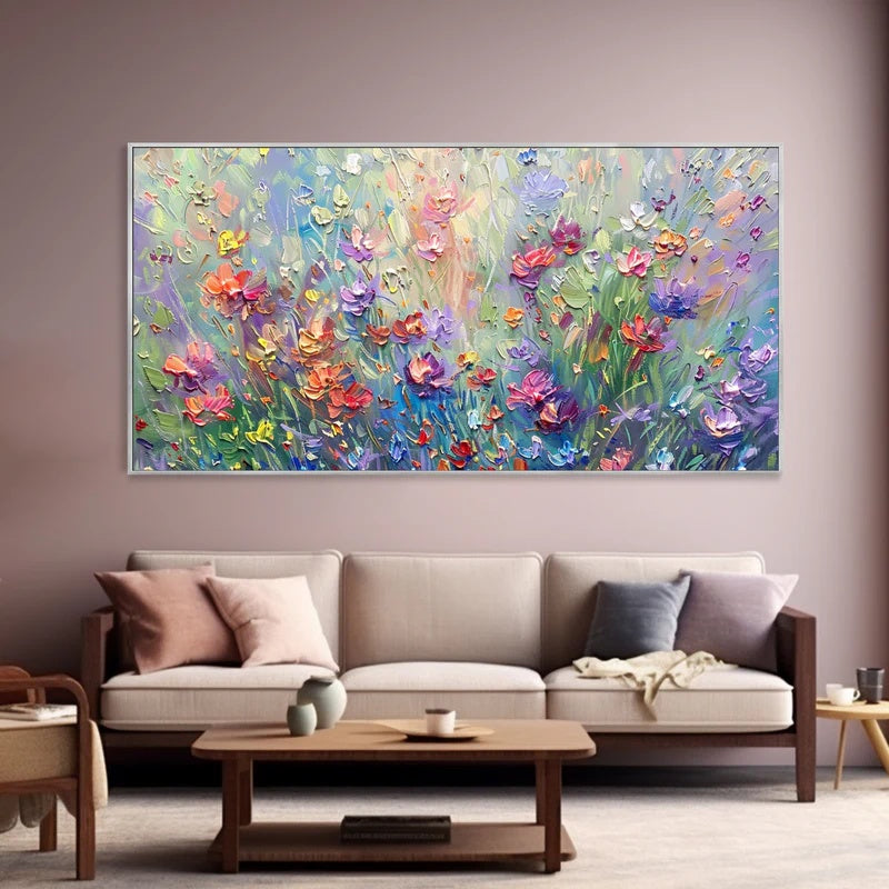Textured Floral Abstract Wall Art – Handcrafted Modern Canvas#AB14133