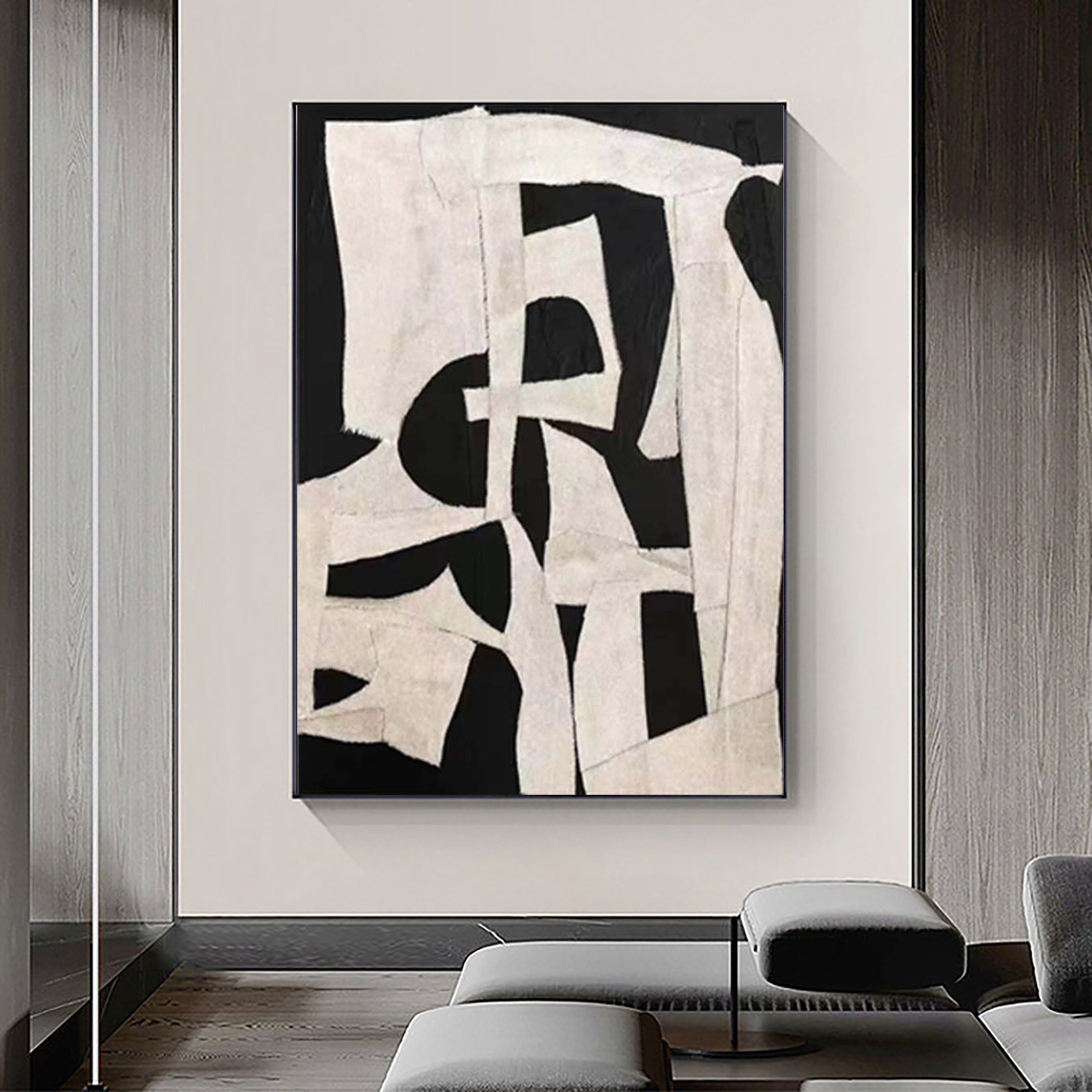 Black & White Abstract Painting #CXA 027